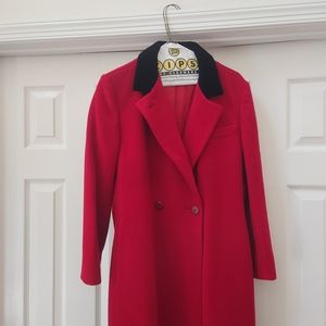 Vintage J.G. Hook Red Wool Long Dress Coat